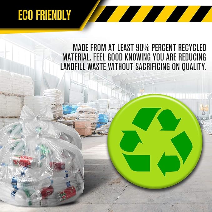 Ultrasac - Recycling Bag, 45 Gallon, 1.1 Mil, 40"x46", Clear, 100 Count w/Ties