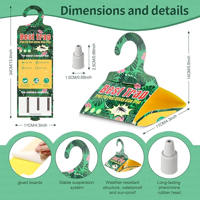 6 Pack Codling Moth Traps for Apple Trees with Pheromone Lures – Triangular Hanging Sticky for Apple Trees, Includes 6Traps & 6 Lures, for Orchard & Garden Use