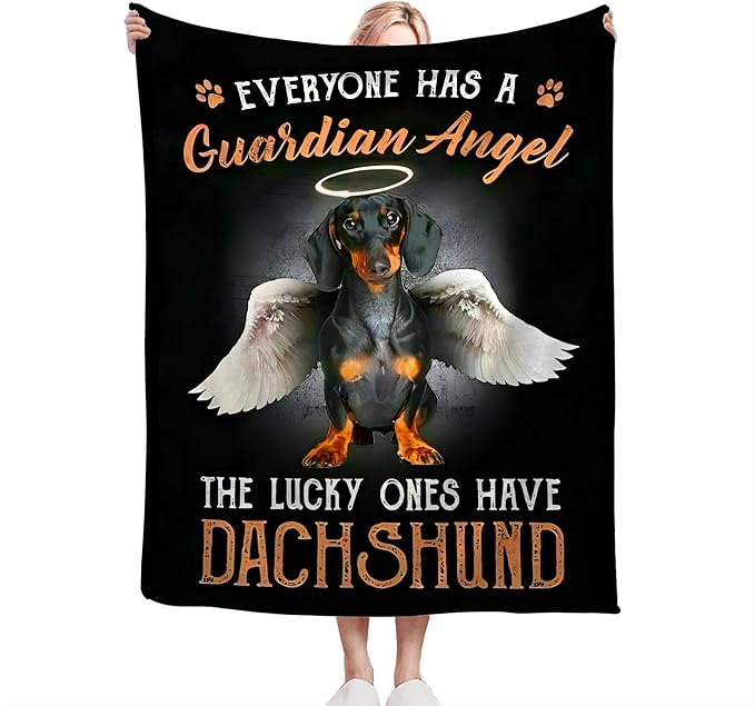 Dachshund Gifts and Decor - Cute Dog Throw Blanket for Girls, Women, Kids, Adults - Soft, Warm, Cozy Fleece Blanket for Couch, Sofa, Bed - 60"x50"