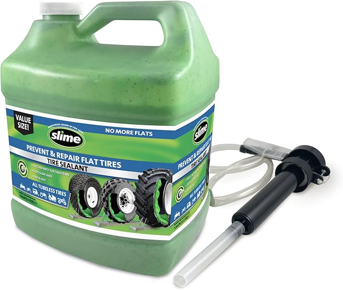 Slime 10163 Flat Tire Puncture Repair Sealant, Prevent and Repair, All Off-Highway Tubeless Tires, Non-Toxic, eco-Friendly, 1 Gallon jug