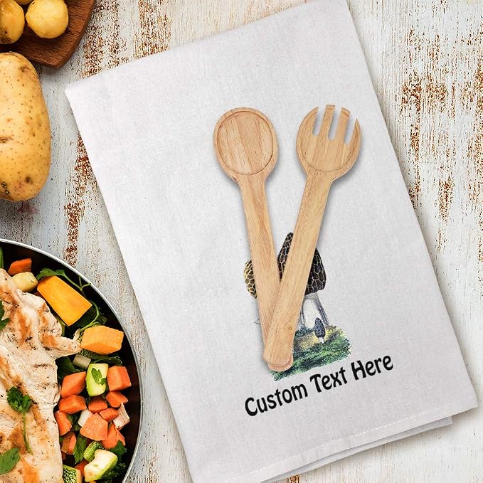 Style In Print Custom Decor Flour Kitchen Towels Mushroom Vintage Look L Food & Beverage Vegetables Food & Beverage Vegetables Cleaning Supplies Dish Towels Personalized Text Here