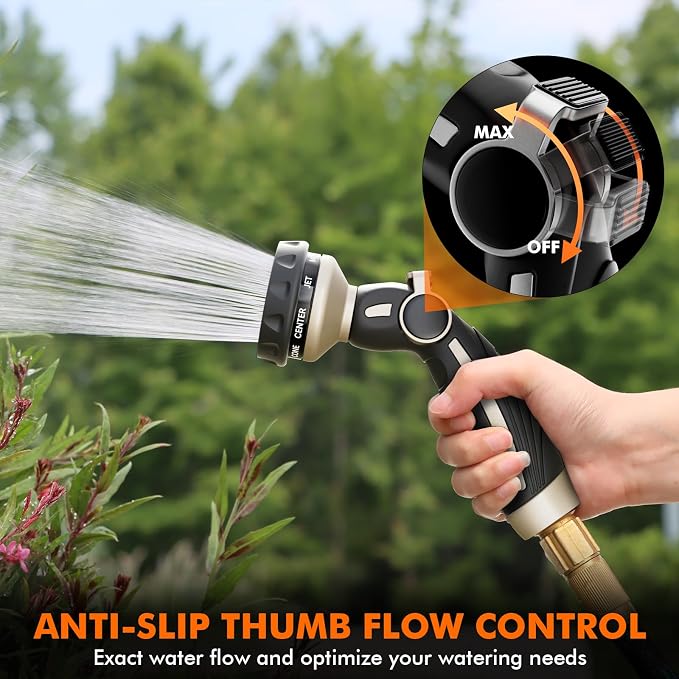 RESTMO Heavy Duty Hose Nozzle, Metal Garden Water Hose Sprayer, Thumb Control, On Off Valve, High Pressure Nozzle Sprayer for Watering Plants, Car and Pet Washing