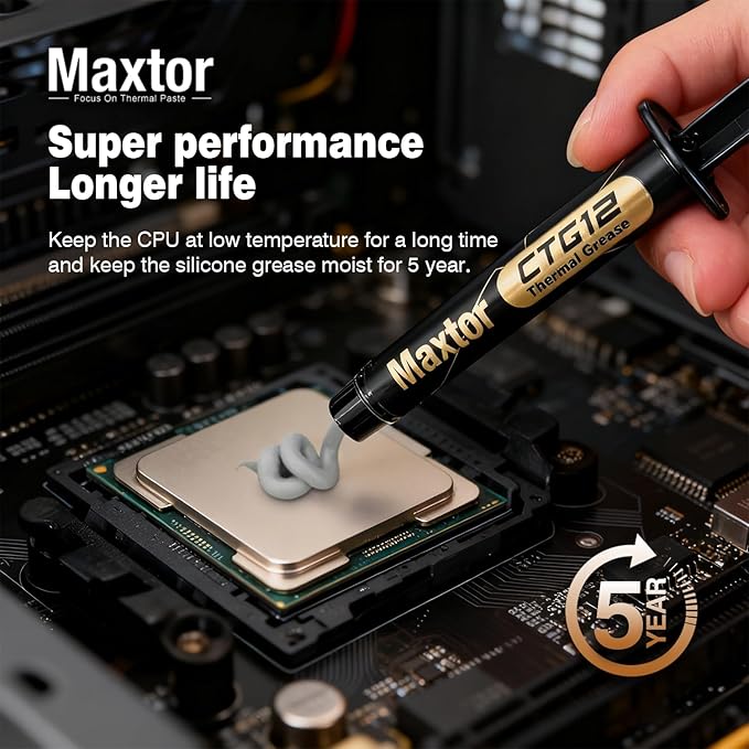 Maxtor CTG12 High Performance Heat Sink Compound Thermal Paste for Cooling All Processors, CPU,GPU,PC,PS4,PS5,Xbox,Ovens,Non-Conductive,4g (45, g)