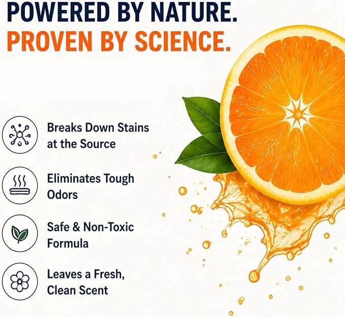 Multi-Purpose Probiotic Enzyme orange Cleaner, 1/2 Gallon (64 oz.) - Pet Stain and Odor Remover - Concentrated - Professional & Home Strength Drains, Floors, Bathrooms, Toilets Trash Can, Made in USA