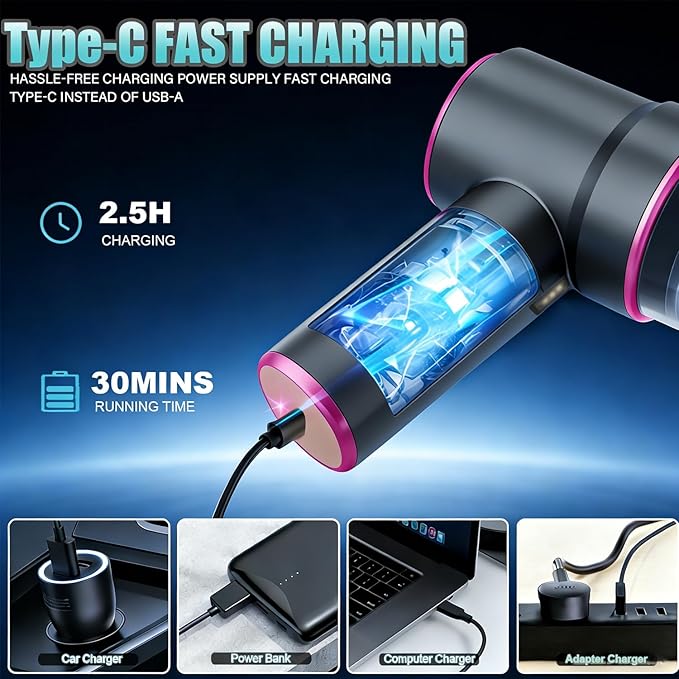 Handheld Cordless Car Vacuum Cleaner with 20000PA Powerful Suction4-in-1 Portable Mini Vacuum/Compressed Air Duster| 3-Speed Adjustable & 6000MAH Rechargeable Battery for Home Office Pet Hair