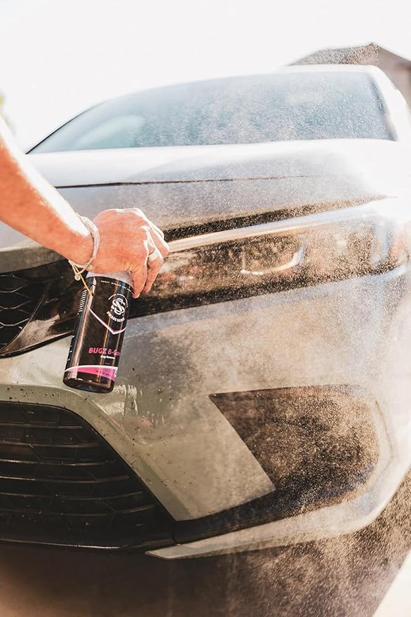Bugz B-Gone | Grape Scent | Bug Remover 16oz bottle by Swags Sauce - Designed to break down bug residues on contact, making it easier to wash away with minimal scrubbing.