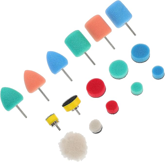 SUPVOX 16 Pcs Polishing Sponge Polishing for Wheels Professional Glass Polishing Buffing Wheel Foam Car Buffing Pad Drill Polishing Pad Buffing Mop Kit Stainless Steel Depth Tire