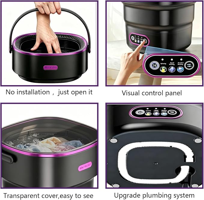 20L Portable Mini Washing Machine,Foldable Portable Washer Mini Lavadora Portatil for Apartment,RV,Camping,Travel – Wash Baby Clothes, Underwear,Bra Separately to Keep Clean and Healthy