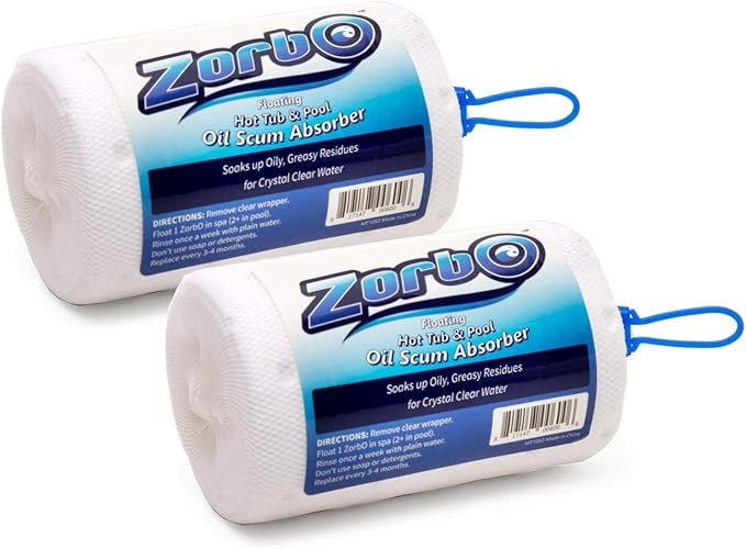 ZorbO Hot Tub Spa & Pool Oil Scum Absorber for Naturally Cleaner Water 2-Pack