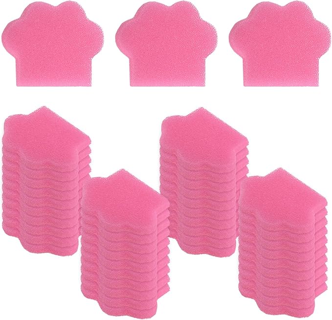 M METERXITY 20-Pack Hot Tub Scum Absorber, 9x12 Cm/3.5x4.7 Inch Sponge Cat Paw Pattern Scum Balls for Spa, Bathtub and Swimming Pool to Soak Up Oils Bathtub Accessories [Pink]