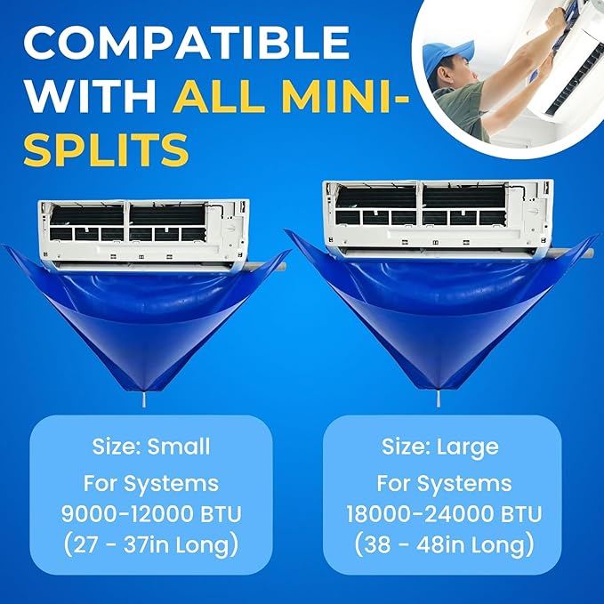 Oiktylr 18Pcs Mini Split Cleaning Kit Bag with 2L Pressure Sprayer, PVC AC Cleaning Cover, Waterproof Air Conditioner Cleaning Bib, HVAC Minisplit Cleaning Kit with Storage Bag (Small)