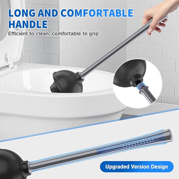 LOVLOY Toilet Plunger and Brush,2 Pack Bowl Brush and Heavy Duty Toilet Plunger Set with Ventilated Holder, 2-in-1 Toilet Brush and Plunger Combo for 5.3-inch Toilet DrainBathroom Cleaning