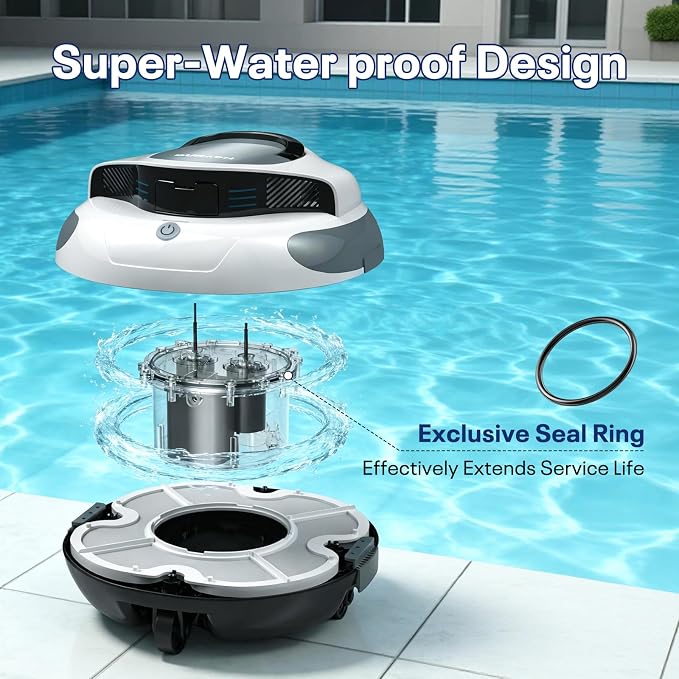 Cordless Automatic Pool Cleaner, Dual High-Suction 35W Motors, 120 Minutes Runtime, Auto Parking for 40ft in/Above-Ground Pools 2026