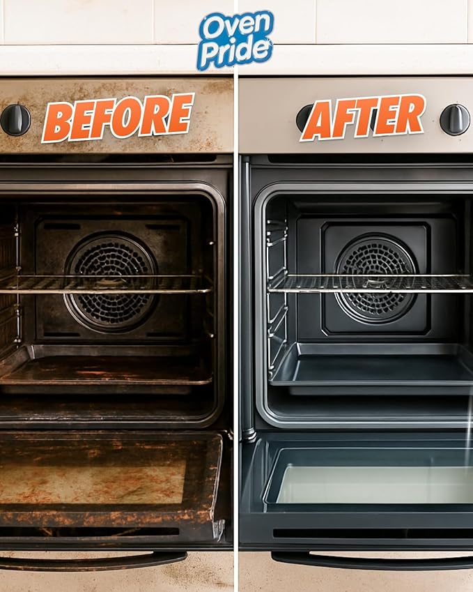 Oven Pride Oven Cleaner - 500ml Complete Oven Cleaning Kit with Safety Gloves & Cleaning Bag - Cleans First Time - Oven Cleaner Heavy Duty - Degreases Oven Without Scrubbing