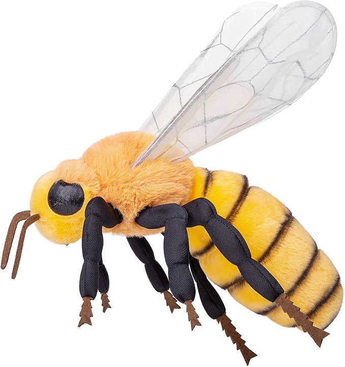 Large Bee Plush Toy - Lifelike Bee Stuffed Animals 16in, Realistic Bee Big Wings Toys, Simulation Bee Plushie Model Toy, Unique Plush Gift Collection for Kids