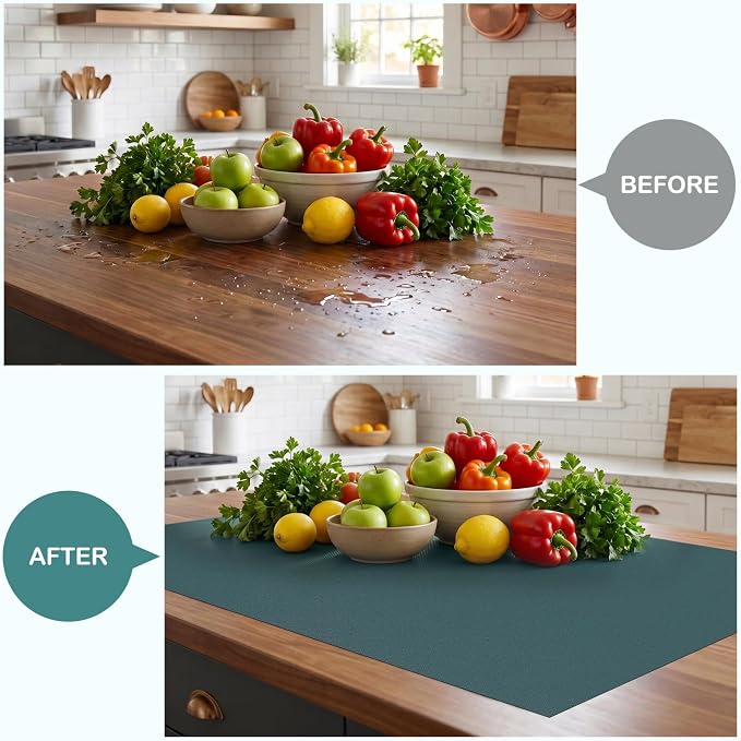Kitchen Shelf Liner Drawer Liners, Non-Adhesive Refrigerator Liners Waterproof Fridge Mats with Strong Durable Kitchen Cabinets Mat for Drawers, Shelves, Pantry Green 11.8 x 393.7 inches