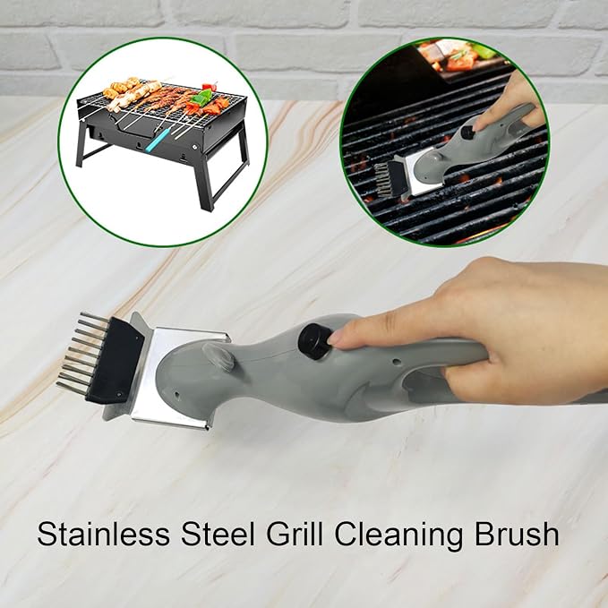 Grill Steam Brush, Portable Grill Cleaner for Outdoor Grates, BBQ Steam Grill Brush for Steel Cast Iron Ceramic Grills, Deep Cleansing