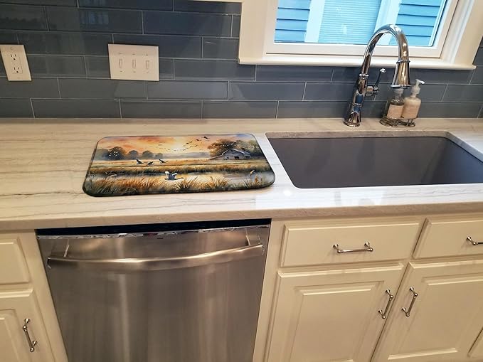 Caroline's Treasures Geese in Flight Dish Drying Mat Absorbent Dish Drying Mat Pad for Kitchen Counter Dish Drainer Mat for Countertop, 14 x 21", Multicolor