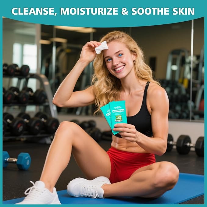 600 Pack Body Wipes Individually Wrapped(8" x 9.5"), Shower Wipe for Adults Bathing No Rinse,Personal Cleansing Wipes for Travel Gym,Bulk Deodorant for Homeless