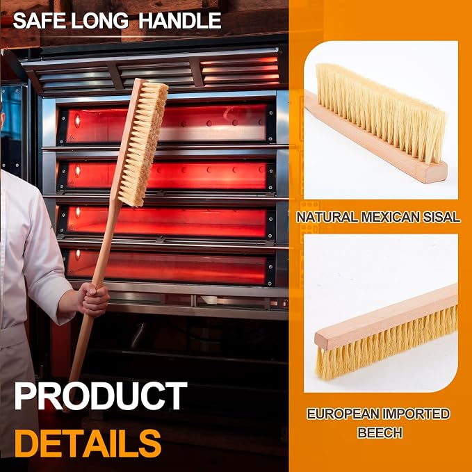 Maxdot 1 Pcs 36 Inch Giant Oven Brush Pizza Stone Brush with Long Handle for BBQ Grill Cleaning, Outdoor Oven Accessories