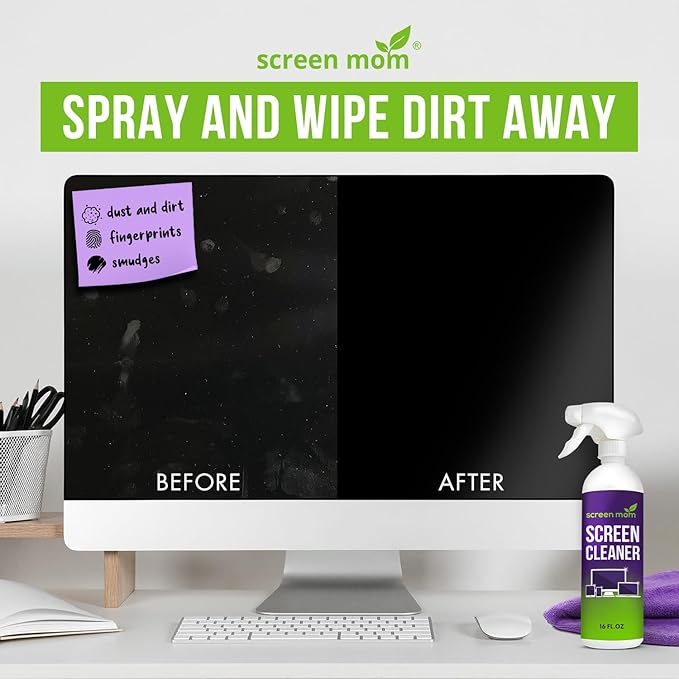 Screen Cleaner Spray and Wipe Kit 16oz and 4 Pack Microfiber Towel Bundle - Electronics Cleaner Spray TV Screen Cleaner for Smart TV Computer, Phone, iPad Laptop Screen Cleaner Car Screen Cleaning Kit
