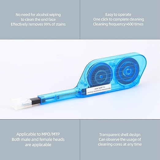 MPO Fiber Optic Cleaner, Precision Connector Cleaning Tool for Data Centers and Telecommunications