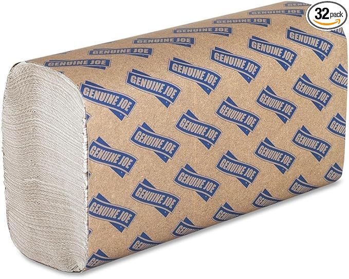 Genuine Joe GJO21100 Multifold Towels, 9.5" x 9.10", 32 Clips of 250 Sheets