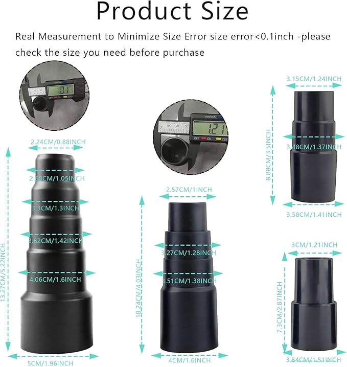 4 Pcs Vacuum Hose Adapter Kit Attachment Adapter Pool Supply 1 1/2'' to 1 3/8'' to 1 1/4'' 1''to 1 1/8'' to 1 3/8" Connector Attachments Reducer from 25/30/34 to 42 mm for Wet Dry Shop Cleaner