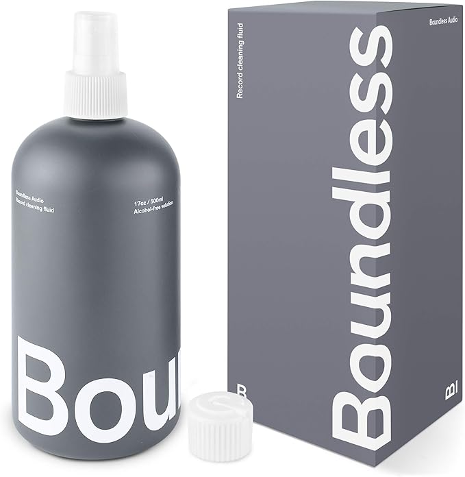 Boundless Audio Record Cleaning Solution - 17oz Extra Large Vinyl Record Cleaner Fluid Spray Bottle & Refill Nozzle