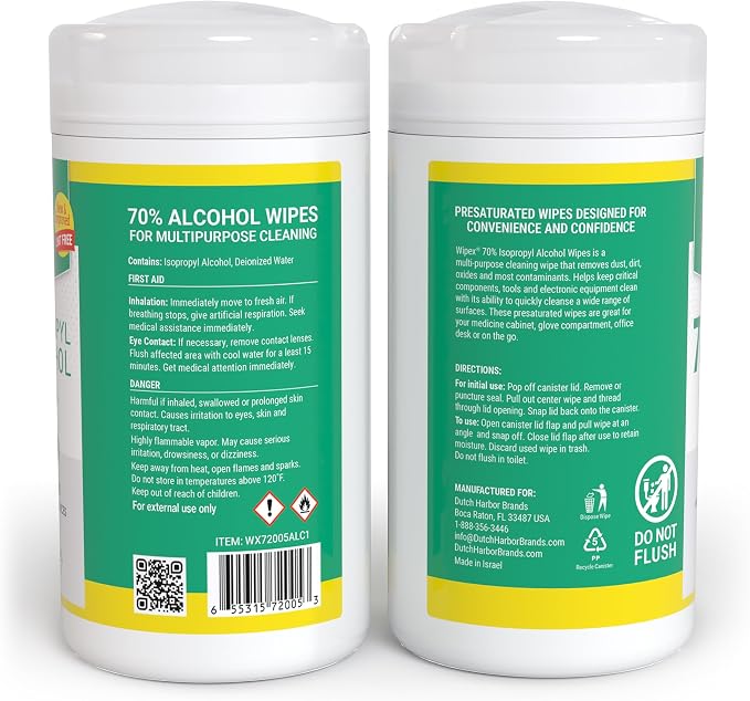 Wipex Alcohol Wipes for Electronics - Tech Wipes with 70% Isopropyl Alcohol - Equipment Cleaning for Computers, iPhones and Household Items, New Lint Free Cloth, 80 Count (Pack of 6)