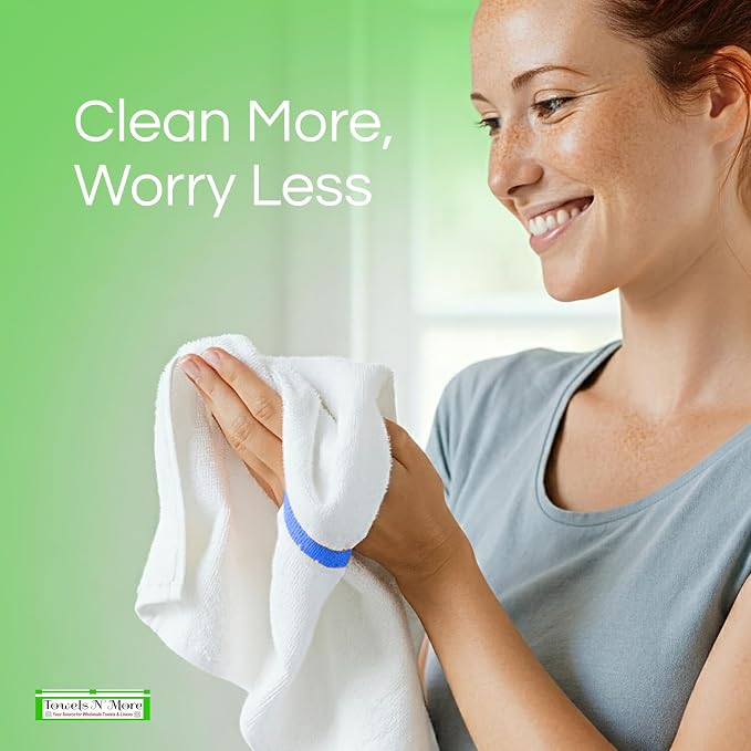 Towels N More 24-Pk 16x19 30 Oz. Absorbent Cotton Kitchen Bar Mop Towels | Reusable Kitchen Cleaning Towels for Chef, Cook, Home, Restaurant & Bar. Highly Absorbent, Multi-Purpose Cotton Towels