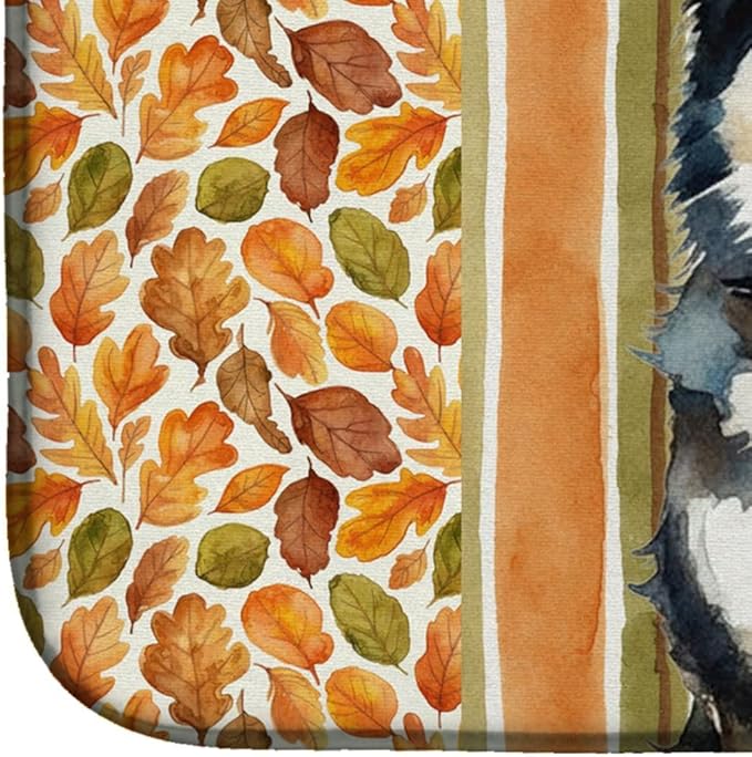 Caroline's Treasures Finnish Lapphund Heirloom Fall Dish Drying Mat Absorbent Dish Drying Mat Pad for Kitchen Counter Dish Drainer Mat for Countertop, 14 x 21", Multicolor