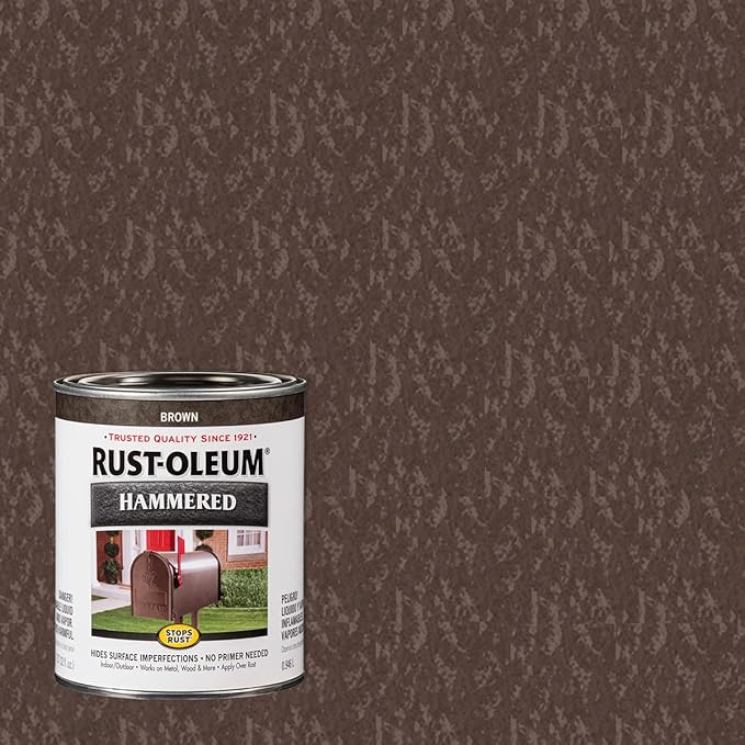 Rust-Oleum 239073 Stops Rust Hammered Finish Paint, Quart, Brown