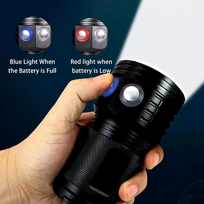 Diving Flashlight, 18000 Lumen IPX8 Waterproof Scuba Dive Light 100M Underwater LED Submersible Torch 120 Degree Wide Beam Angle With 3 Lights and 7 Modes for Outdoor Underwater Sports