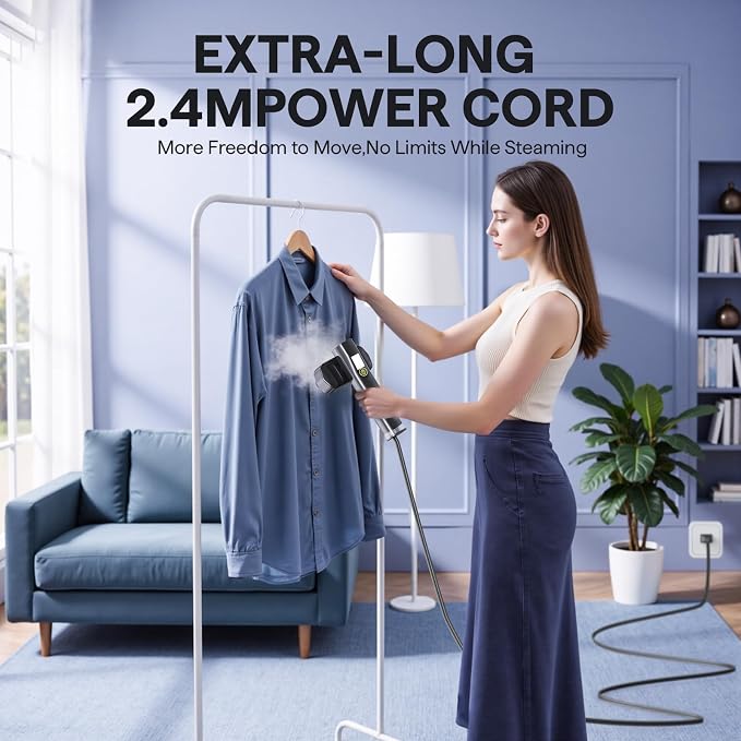 Steamer for Clothes, Handheld and Portable with 15-Second Heat-Up, 2-in-1 Steamer & Iron with Smart Touch Operation and 4 Modes, Suitable for All Fabrics, Ideal for Home & Travel