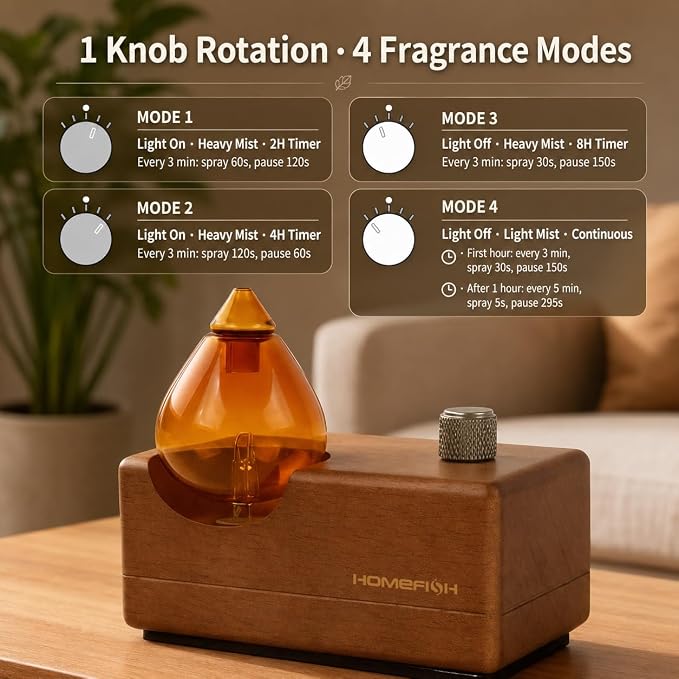 Waterless Essential Oil Diffuser No Water Needed, 2600mAh Cordless Rechargeable Aromatherapy Diffuser, 8H Wireless Scent Diffuser for Large Room, Portable Oil Diffuser for Home Office Yoga