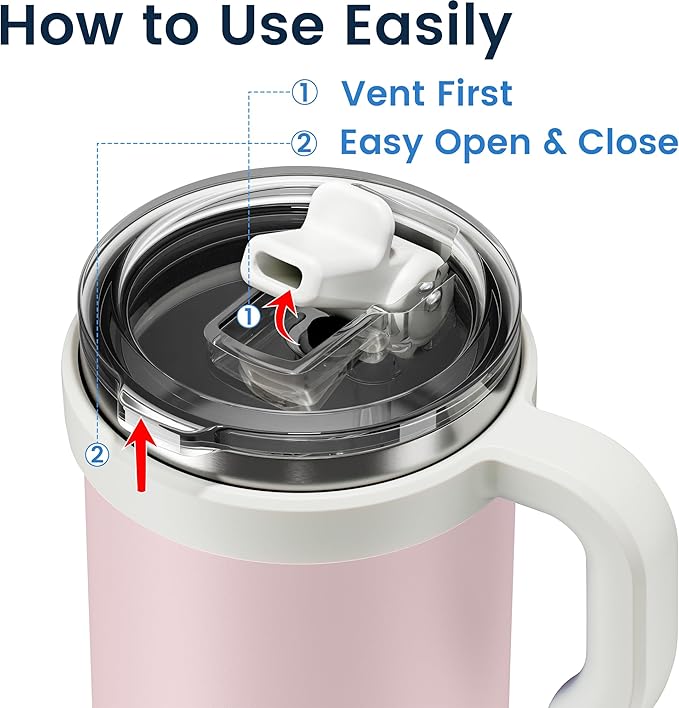 For Iced Coffee & Smoothies – Never Drink from a Moldy Lid Again: 24oz Hygienic Tumbler, 100% Leakproof Lid & Removable Foldable Spout. Reinforced Base, Fits Cup Holders-Pink sand