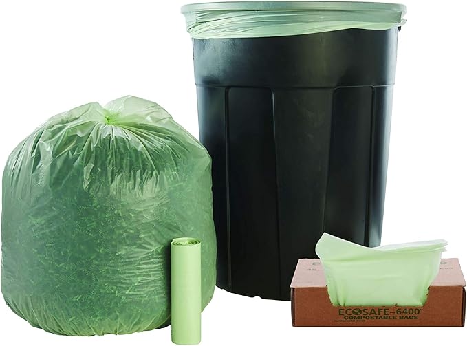 Stout by Envision Compostable Trash Bags, 32 Gallon 33" x 48", 50 Bags Per Case, ASTM6400, Green Bags, Made in America (E3348E85)