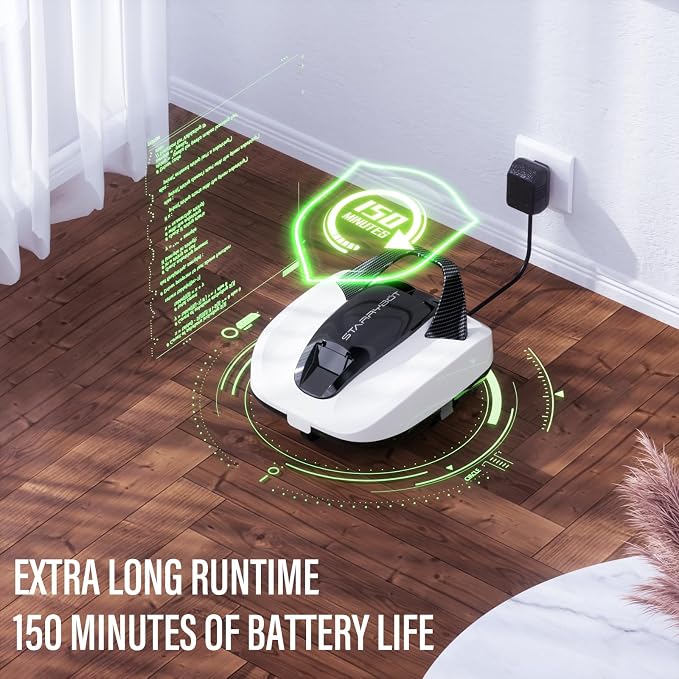 Starrybot Cordless Robotic Pool Cleaner, Portable Swimming Robotic Pool Vacuum Self-Parking Technology,150Mins Runtime,Pool up to 900 Sq.Ft, Ideal for Above-Ground Pools(PC01B05)