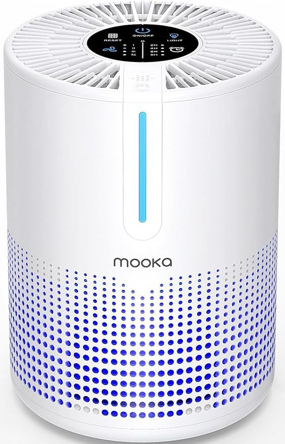 Air Purifiers for Bedroom Home 430 Sq.Ft, MOOKA H13 HEPA Filter Small Portable Air Purifier with USB Cable Fragrance Sponge for Smokers Pollen Pets Dust Odors, Desktop Air Cleaner for Car RV, M01