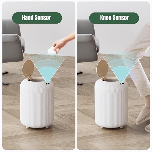 URALFA White 3-Gallon Motion Sensor Trash Can Combo Set