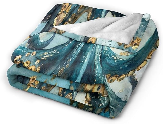 Tijuboni Octopus Throw Blanket Ocean Gifts for Girls Boys Women Men Kids Adults Soft Flannel Fleece Blanket for Couch Sofa Bed Home Decor 50"x60"