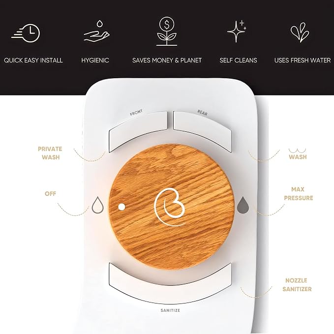 Revolution Cool Water. Bidet attachment for toilet. Luxury design, bathroom bidet sprayer for toilet, auto shut off, non electric, dual nozzle, feminine wash, self cleaning. Bali Bamboo.
