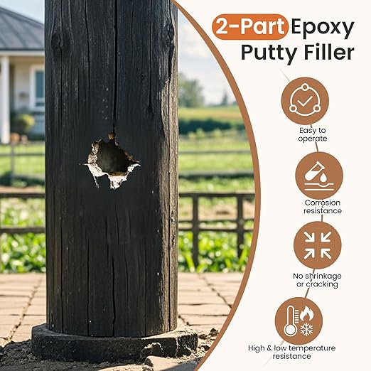 Boncart Epoxy Wood Putty, High Strength Filler Putty, Stainable 2-Part Epoxy Filler, 21.16 oz Structural Wood Repair Kit, Wooden Furniture Repair Kit for Damages (Black)