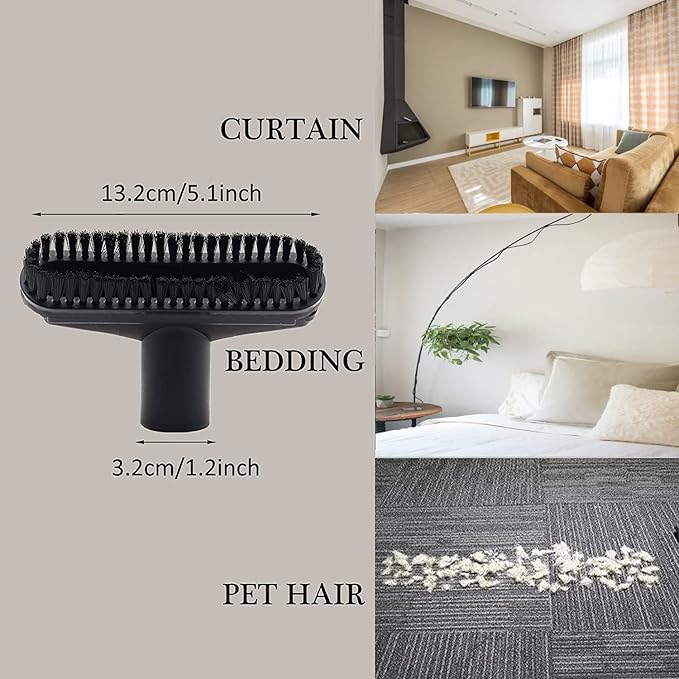 ANBOO Vacuum Attachments Set, 1 1/4 inch Vacuum Accessories Cleaning Kit Hardwood Floor Brush Attachments Extension Wands with Standard Hose Adapter, 9 Pack