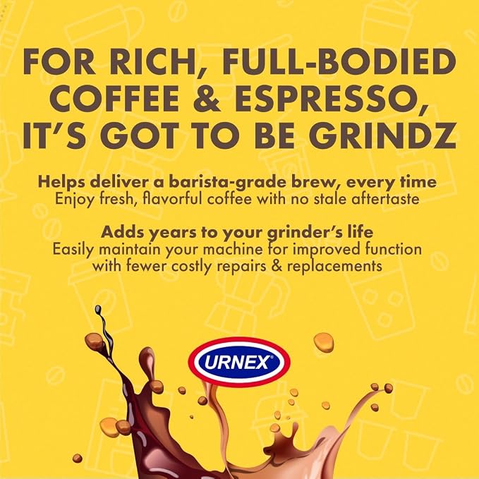 Urnex Grindz Professional Coffee Grinder Cleaning Tablets - 430 Grams - All Natural Food Safe Gluten Free - Cleans Burr and Casing - Help Extend Life of Your Grinder