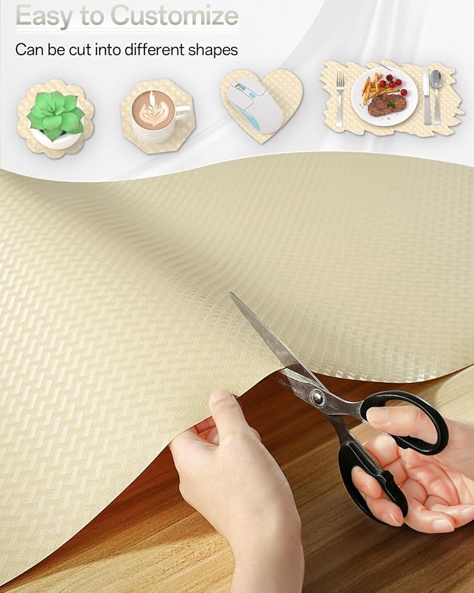 Shelf and Drawer Liner for Kitchen Cabinet, Non-Adhesive 12in x 240in Waterproof Contact Paper Refrigerator Liners Thickened Durable EVA Material Non Slip Mat for Dresser Cupboard Pantry Protector