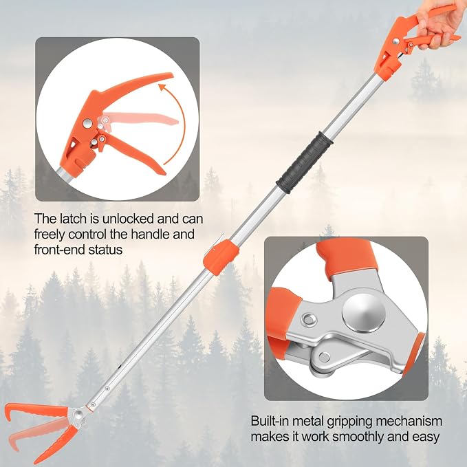 Kalkal Snake Grabber Tool, 62” Professional Aluminum Alloy Telescopic Rattle Snake Tongs, Reptile Grabber Snake Catcher Wide Jaw Handling Tool with Lock