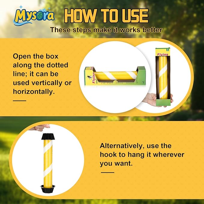 8 Pack Glow in the Dark Fly Sticks Outdoor & Indoor Sticky Fly Traps with Blue Fluorescent Night Attraction Light-Absorbing UV for Mosquitoes Flies Waterproof Hanging Catcher (Black)