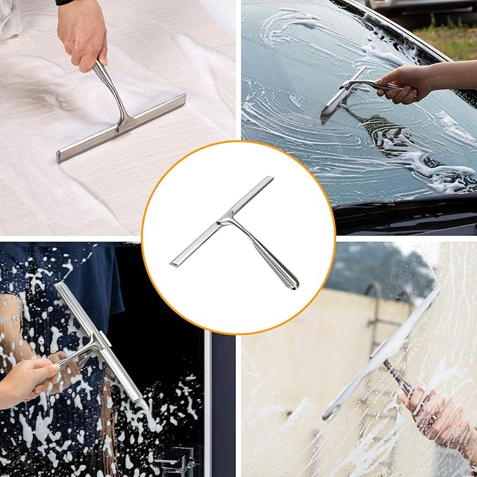 Ettori Shower Mirror Fogless for Shaving and Shower Squeegee for Glass Doors